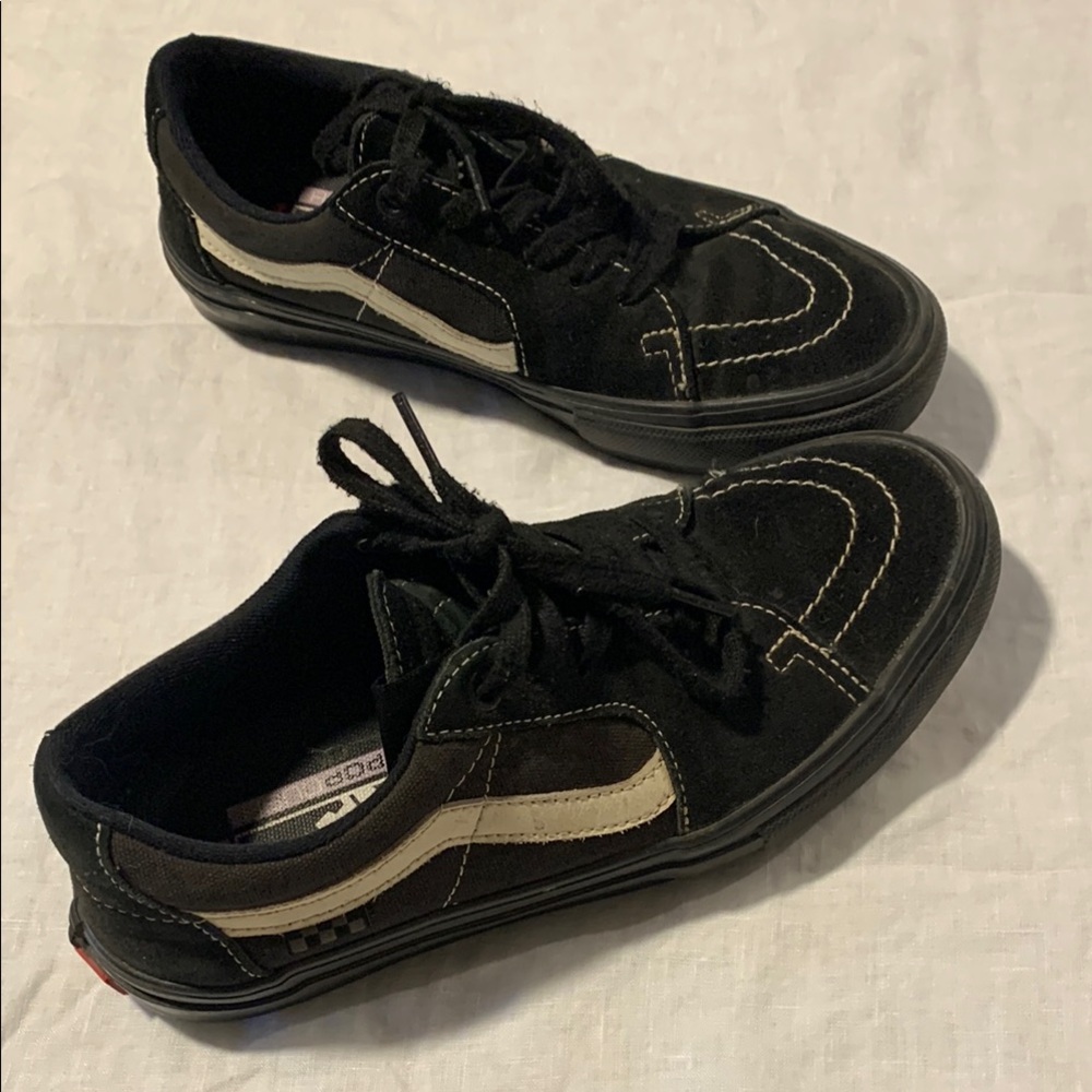 Vans Skate Popcush Old School Black and Cream Skateboarding Shoes Suede Upper